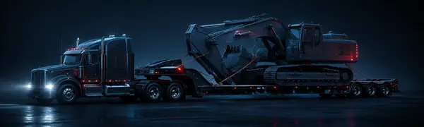 Heavy haul truck transporting oversized equipment